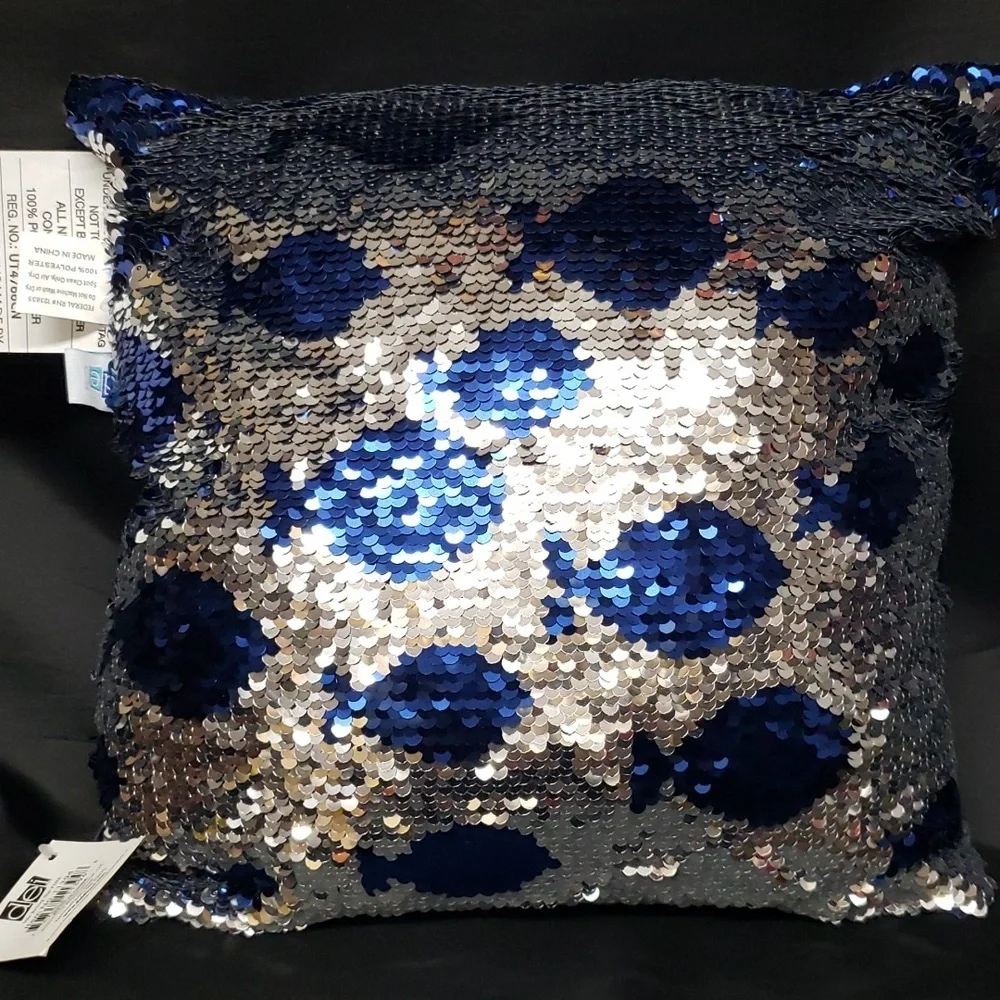 Dennis East International Latitude 38 NWT Blue and Silver Reversible Fish Pillow